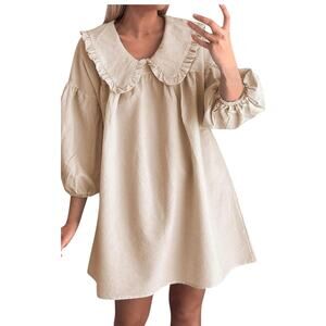 Women’s Gingham Peter Pan Collar Drop Sleeve Shift Dress Size S Prairie